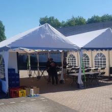 Partytent 8x8 met tochtflappen